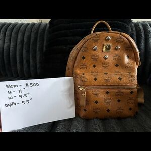 MCM Cognac Backpack with Silver Studs
